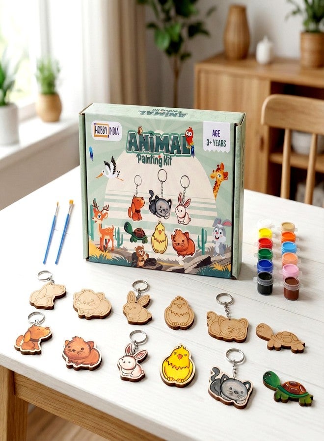 HOBBY INDIA DIY Keychain Fridge Magnet Painting Kit for Kids & Adult | Creative Art & Craft Set Gift for Girls & Boys | Cute Resin Activity Key Chain Making | Fun Birthday & Home Decor (Animal) - Image 1